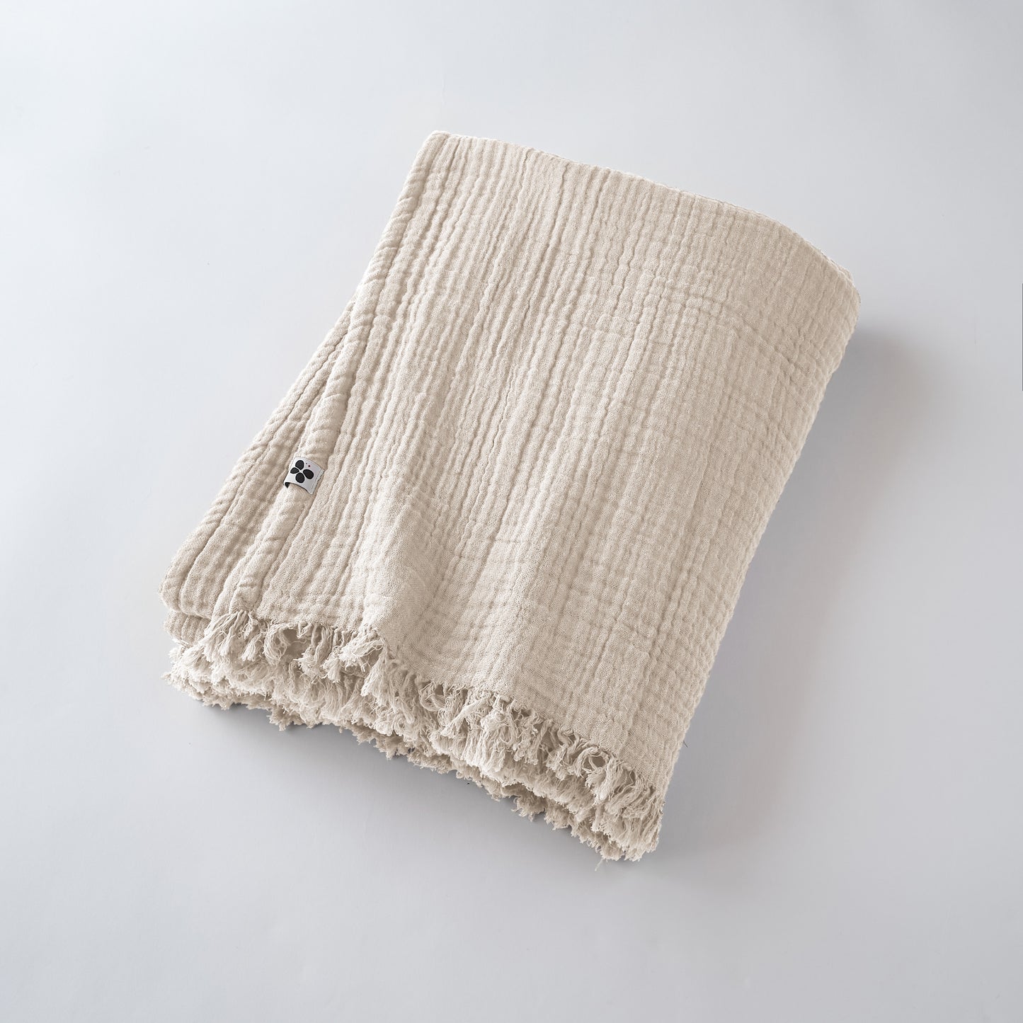 GAÏA Collection, Lightweight Cotton Fringed Throw Pampa (natural)