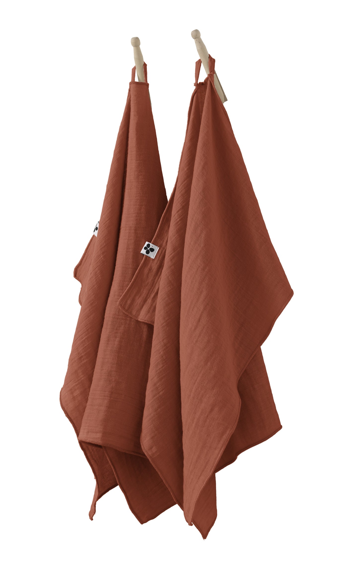 GAÏA Collection, Gauzed Cotton Kitchen Towels, Set of 2 in Terracotta (orange)