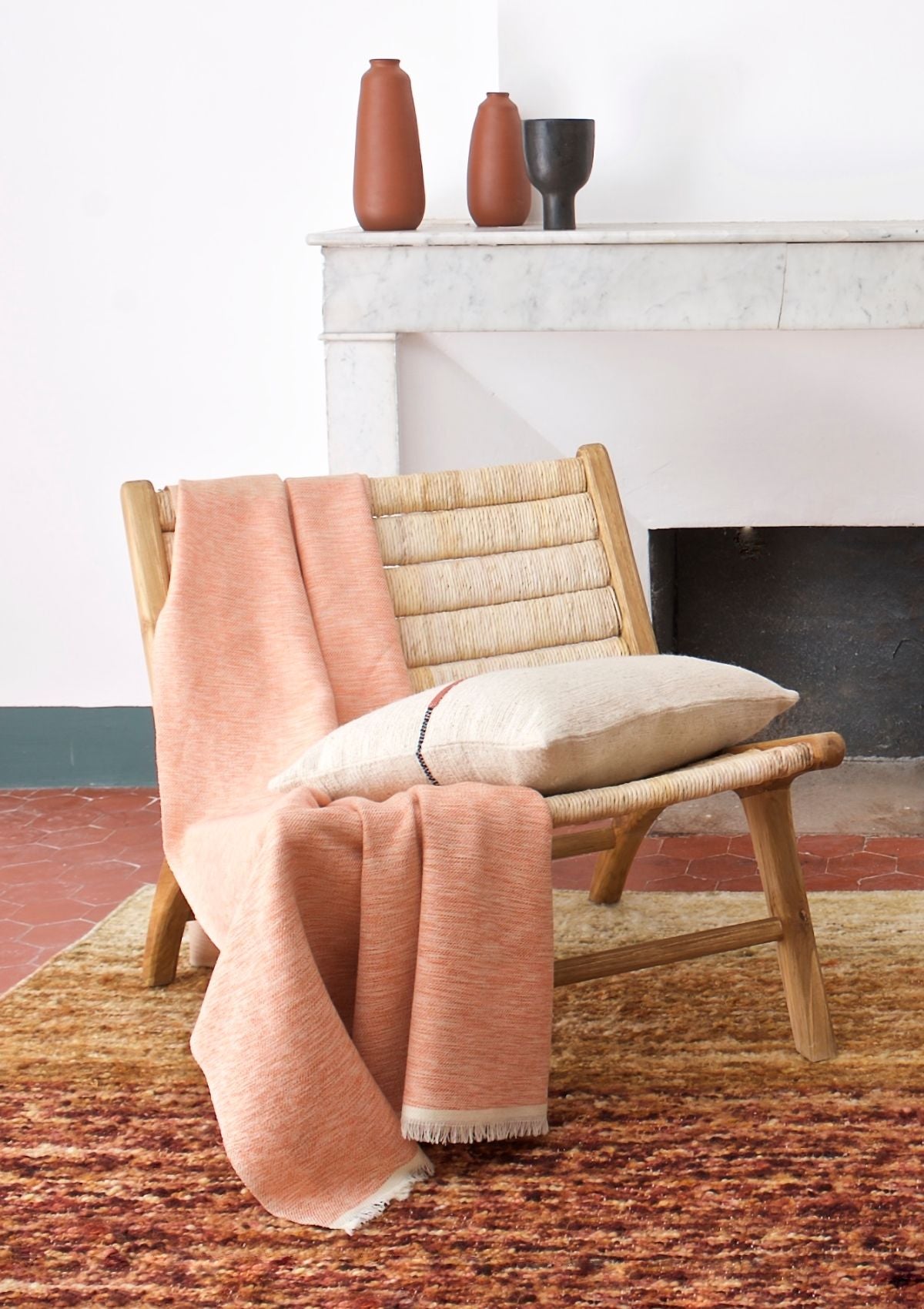Merino Wool Throw - Coral
