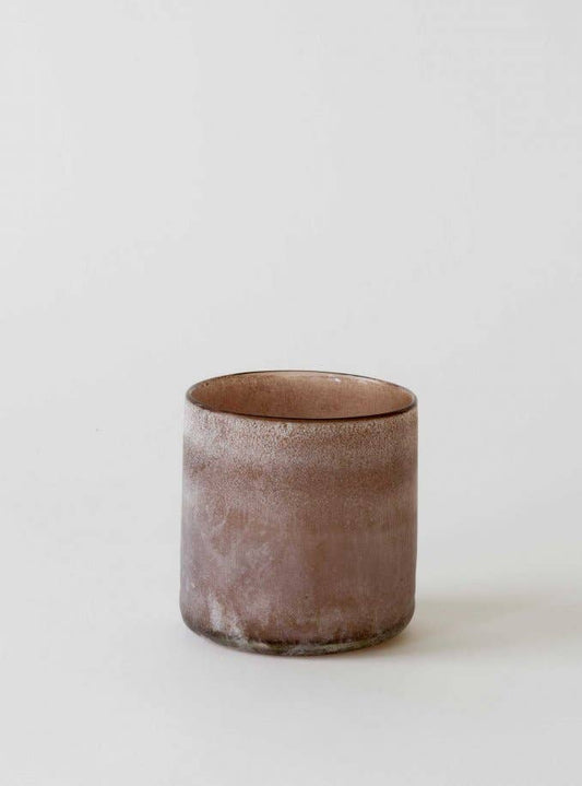 Votive candle holder in frosted brown glass, medium