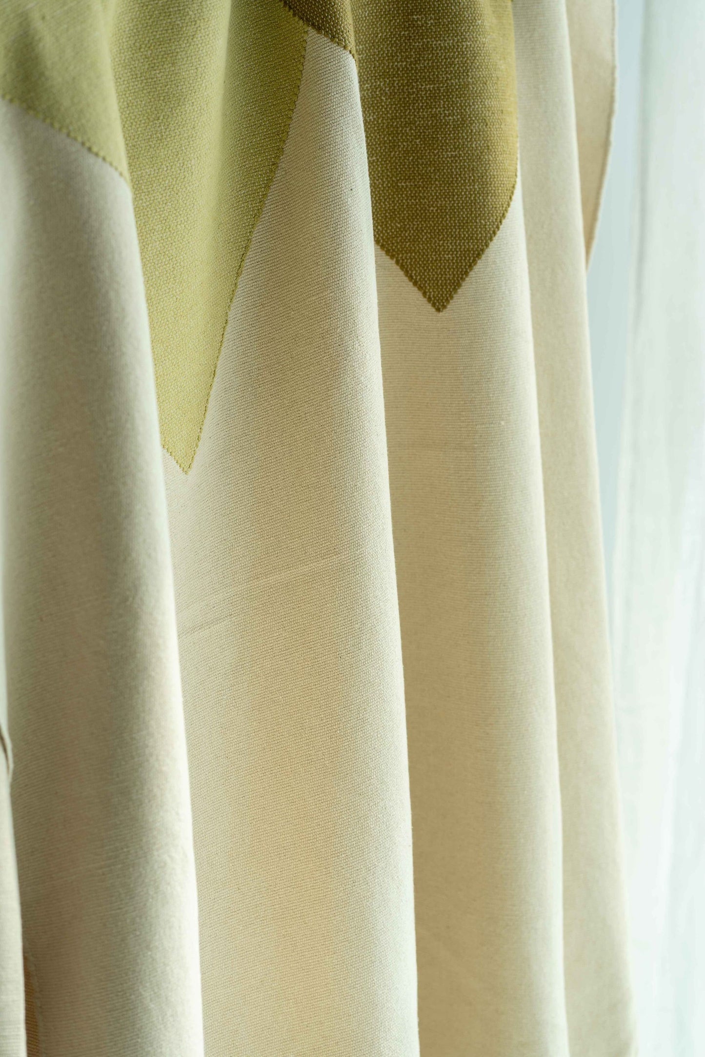 Origami Organic Cotton Throw, Off-white with Olive