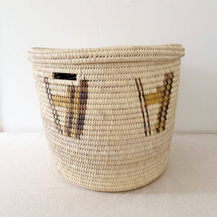 22" Lidded Turkana Basket: Mustard & Brown