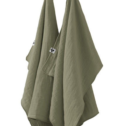 GAÏA Collection, Gauzed Cotton Kitchen Towels, Set of 2 in Romarin (khaki)