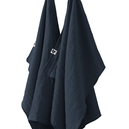 GAÏA Collection, Gauzed Cotton Kitchen Towels, Set of 2 in Minuit (dark blue)