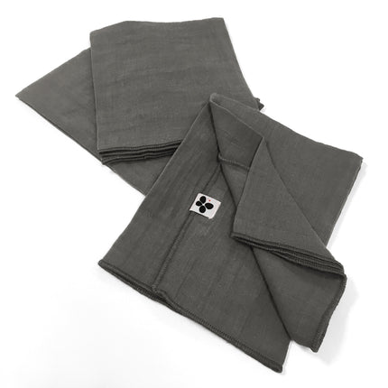 GAÏA Collection, Gauzed Cotton Napkins, Set of 3 in Granit (dark grey)