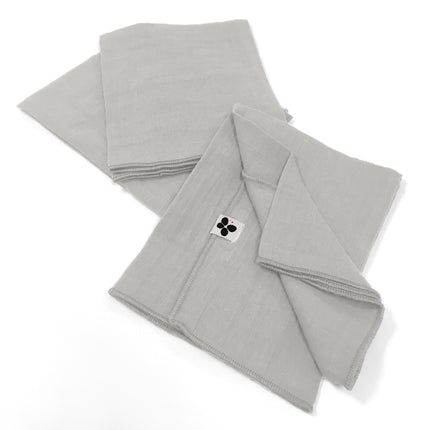 GAÏA Collection, Gauzed Cotton Napkins, Set of 3 in Nuage (light grey)