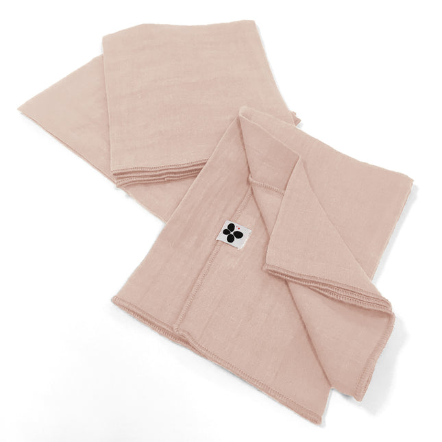 GAÏA Collection, Gauzed Cotton Napkins, Set of 3 in Guimauve (light pink)