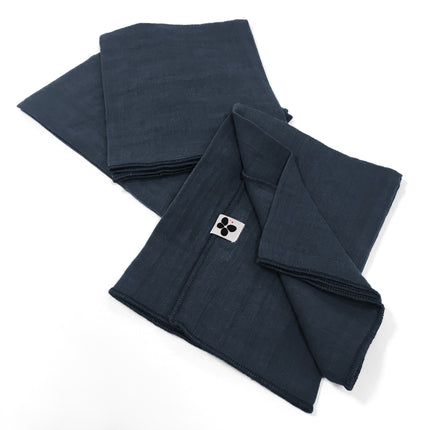 GAÏA Collection, Gauzed Cotton Napkins,Set of 3 in Minuit (dark blue)