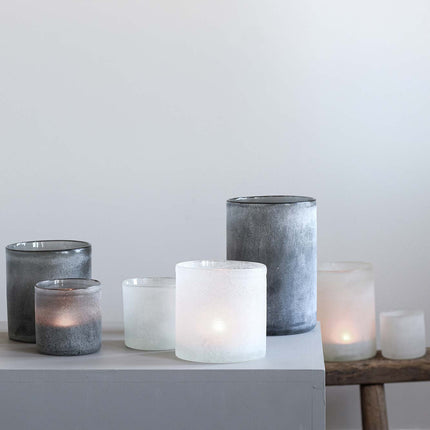 Votive Candle Holder in Frosted White Glass