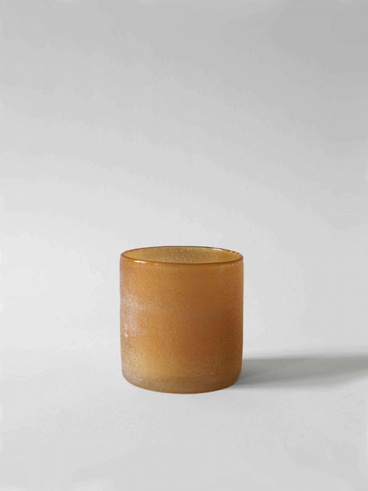 Votive candle Holder in Frosted Amber Glass