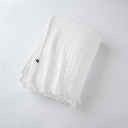 GAÏA Collection, Lightweight Cotton Fringed Throw in Chantilly (white)