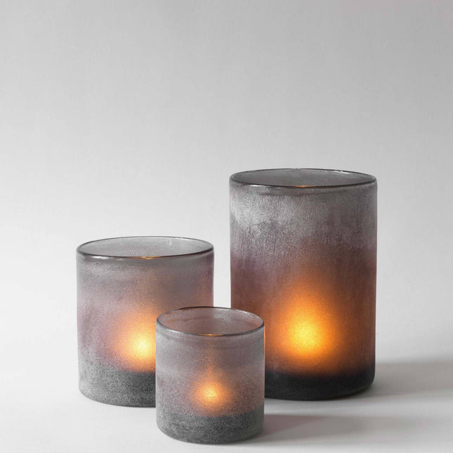 Hurricane Lamp in frosted grey glass