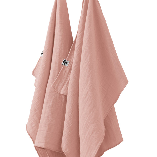 GAÏA Collection, Gauzed Cotton Kitchen Towels, Set of 2 in Rose pêche (peach)