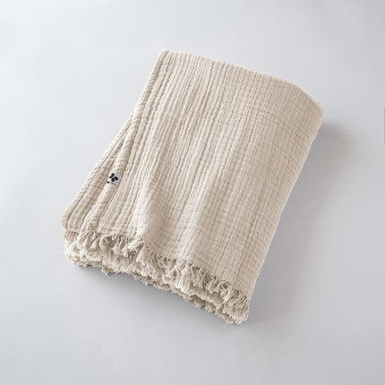 GAÏA Collection, Lightweight Cotton Fringed Throw Pampa (natural)