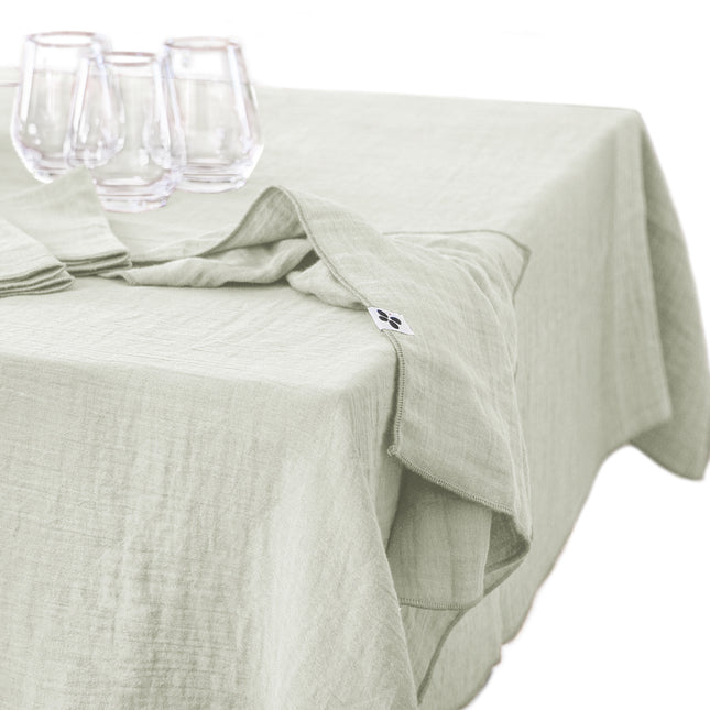 GAÏA Collection, Large Rectangular Table Cloth in Gauzed Cotton, Vert d'eau (light green)