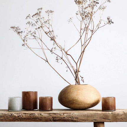 Hurricane Lamp, Blown Glass in Taupe