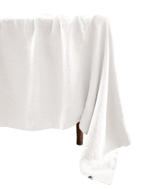 SOLINE Collection, Medium Rectangular Table Cloth in Washed Linen in Craie (white)