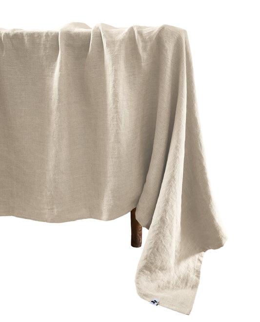 SOLINE Collection, Large Rectangular Table Cloth in Washed Linen, Sable (natural)