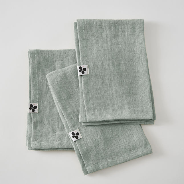 SOLINE Collection, , Set of 3 Washed Linen Napkins in Eucalyptus (light blue)