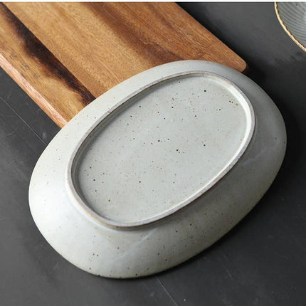 Gohobi Handmade Ceramic Japanese Style Oval Plate: Small
