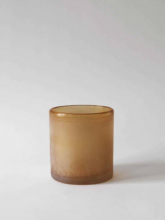 Votive candle holder in frosted amber glass, medium