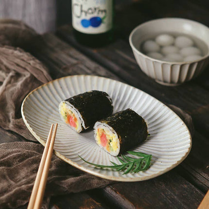 Gohobi Handmade Ceramic Japanese Style Oval Plate: Small