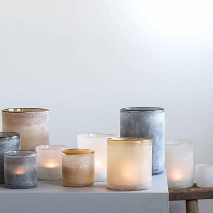 Votive candle Holder in Frosted Amber Glass