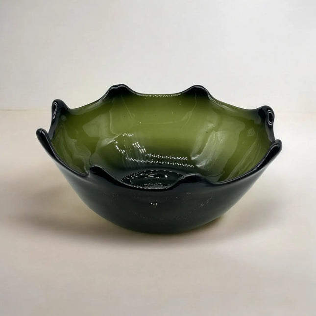 Tuxpan Forest Green Glass Bowl By Diego Olivero Studio
