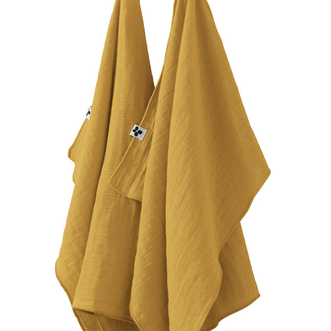 GAÏA Collection, Gauzed Cotton Kitchen Towels, Set of 2 in Saffron (yellow)