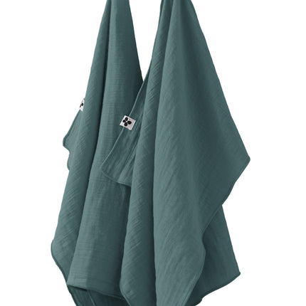 GAÏA Collection, Gauzed Cotton Kitchen Towels, Set of 2 in Canard (blue)