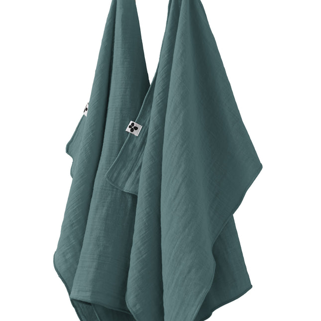 GAÏA Collection, Gauzed Cotton Kitchen Towels, Set of 2 in Canard (blue)