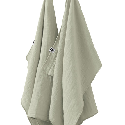 GAÏA Collection, Gauzed Cotton Kitchen Towels, Set of 2 in Vert d'eau (light green)