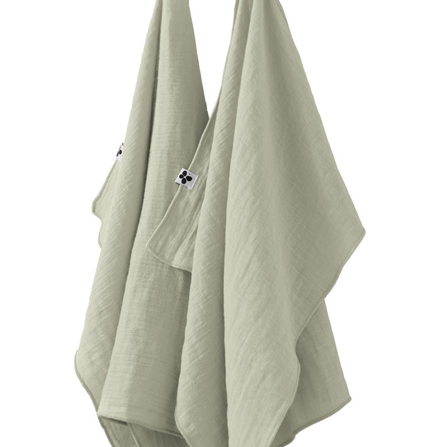 GAÏA Collection, Gauzed Cotton Kitchen Towels, Set of 2 in Vert d'eau (light green)