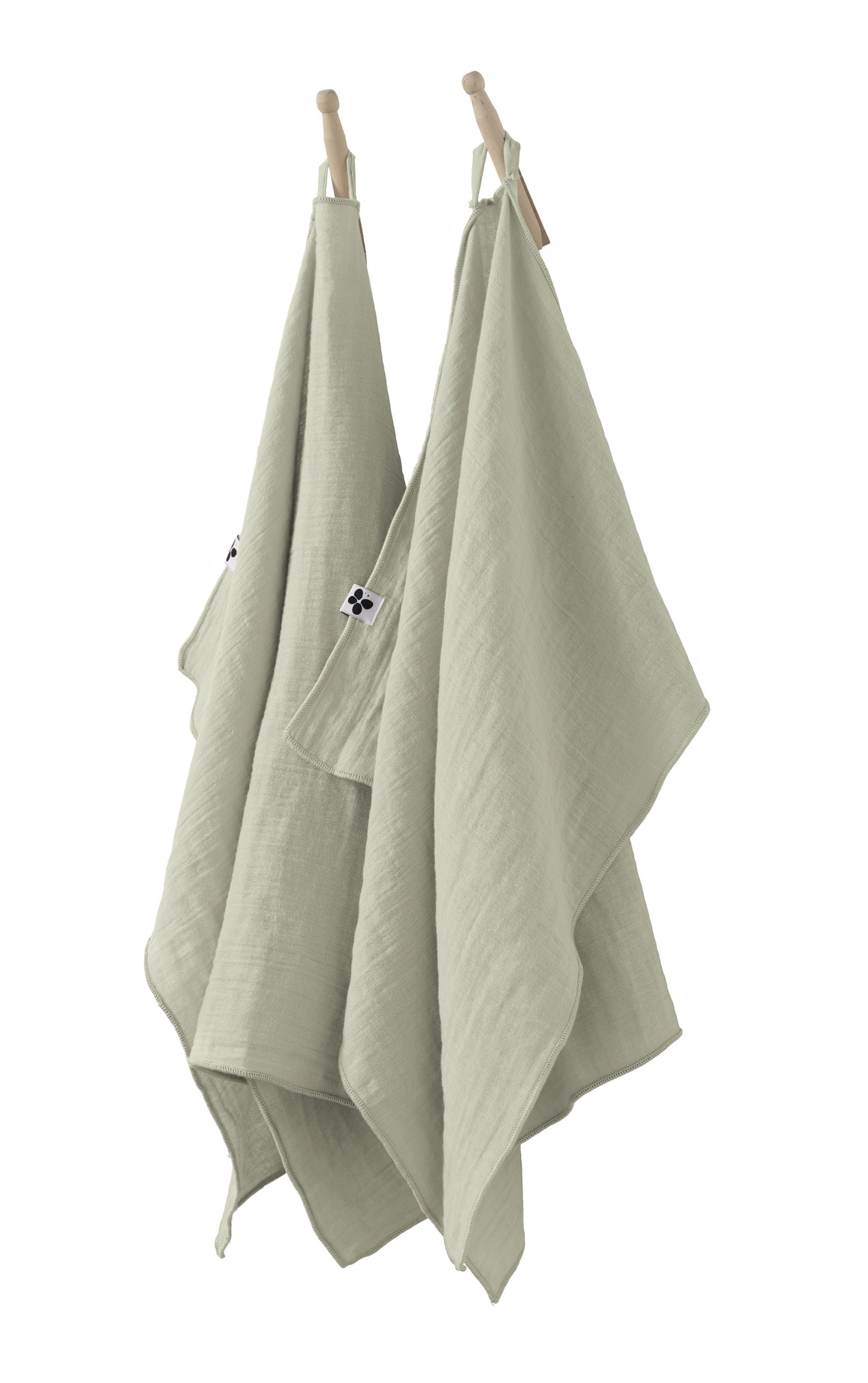 GAÏA Collection, Gauzed Cotton Kitchen Towels, Set of 2 in Vert d'eau (light green)