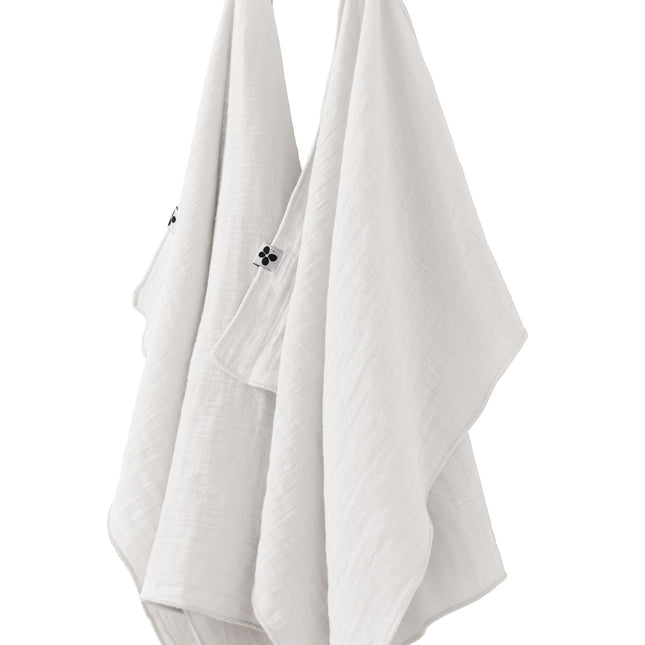 GAÏA Collection, Gauzed Cotton Kitchen Towels, Set of 2 in Chantilly (white)