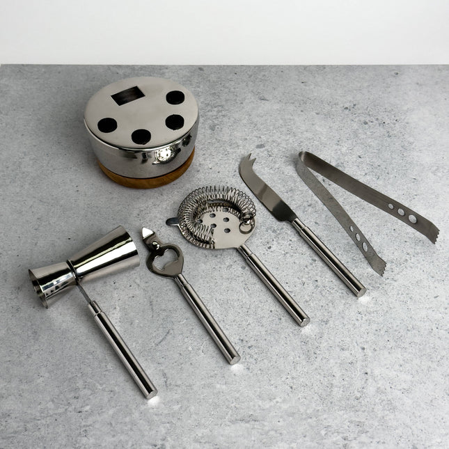 Polished Aluminum & Wood Bar Tools