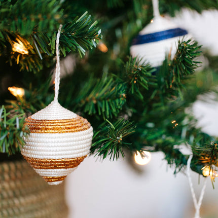 Handwoven Ornament, Sisal and Blue