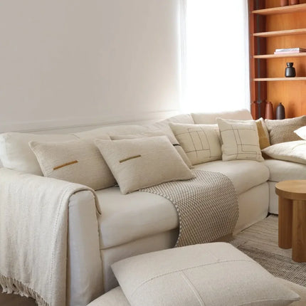 Sema Organic Nettle Cushion, Olive White Line, 24x24