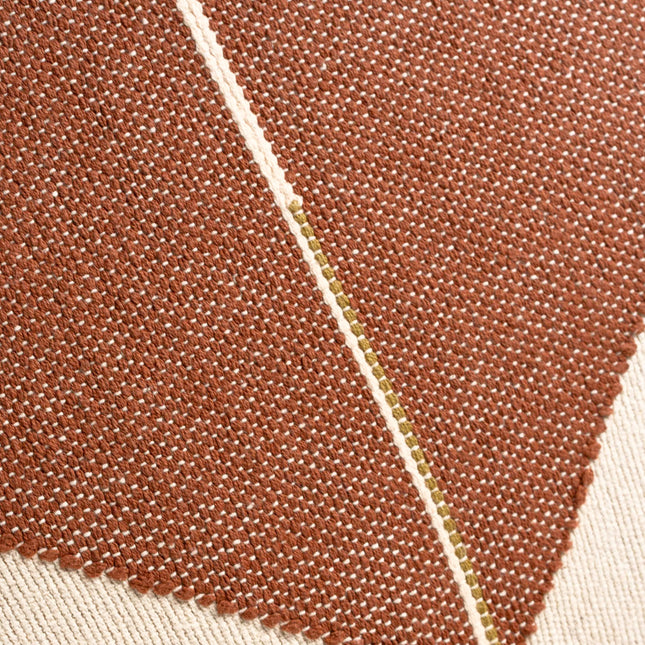 Origami Throw Pillow in Organic Cotton, Off-White with Terracotta