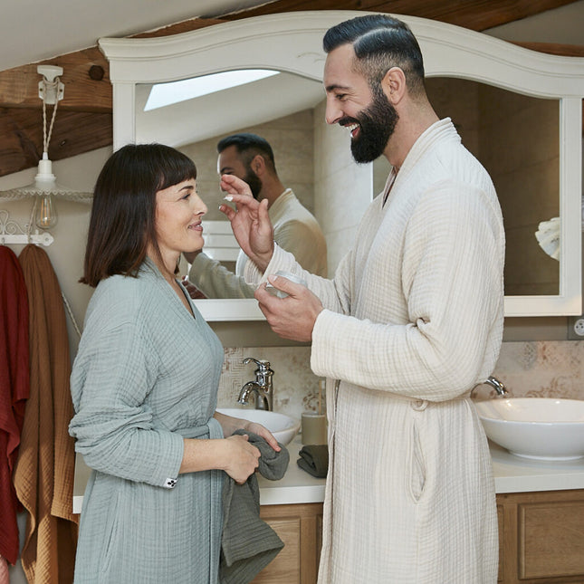 Gauzed Cotton Bathrobe in Pampa, size Adult S/M