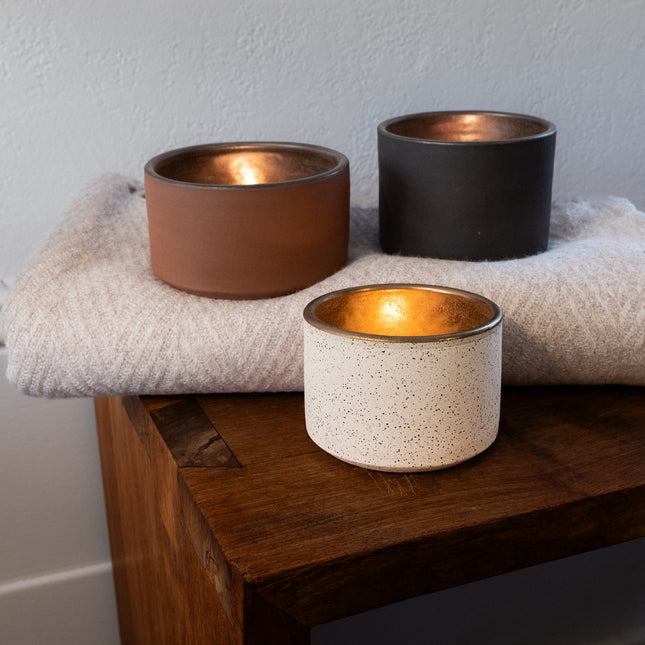 Rufous Ceramic Votive - Obsidian / Gold