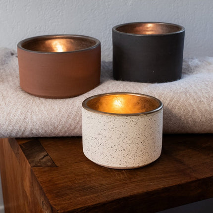 Rufous Ceramic Votive - Pumice / Gold