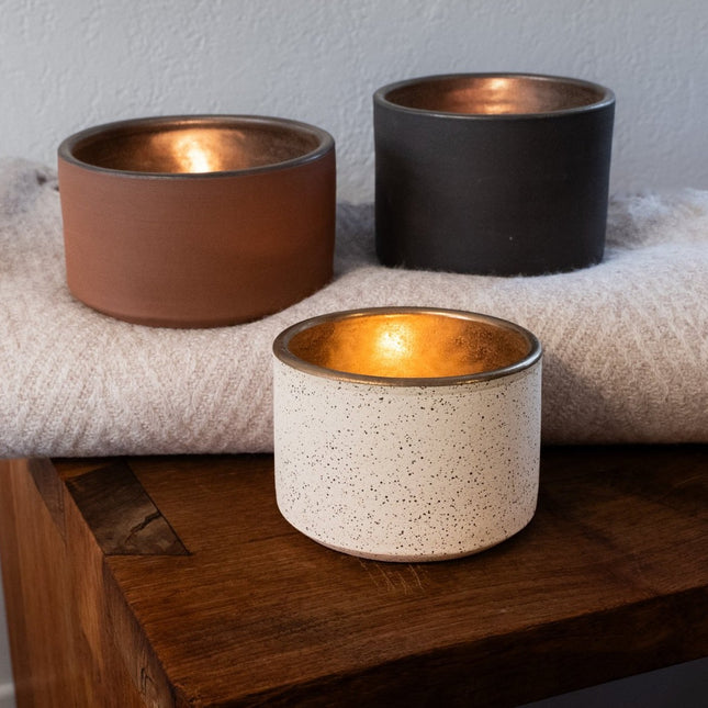 Rufous Ceramic Votive - Pumice / Gold