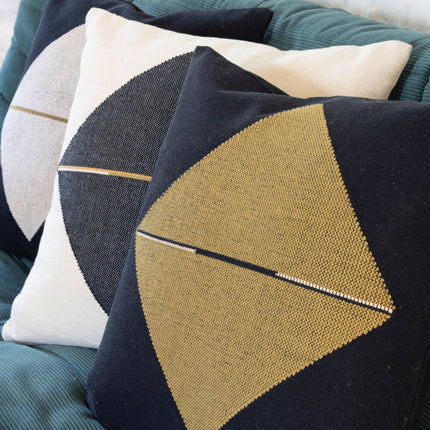 Origami Throw Pillow in Organic Cotton: Black with  Mekong,