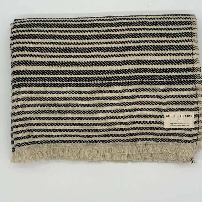 Thar Merino Wool Throw, Black and Off White