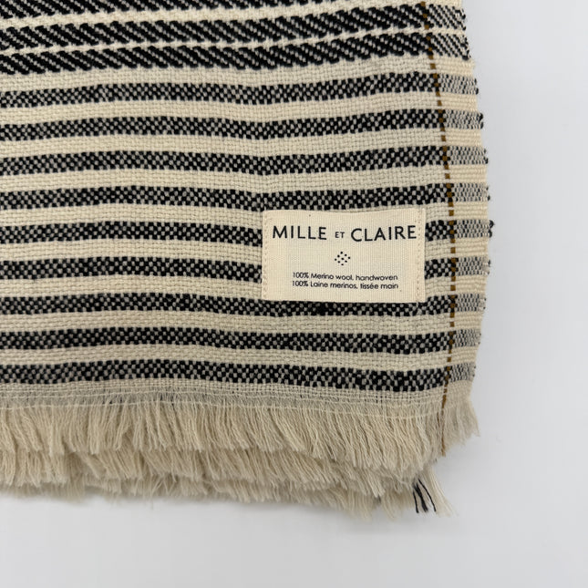 Thar Merino Wool Throw, Black and Off White