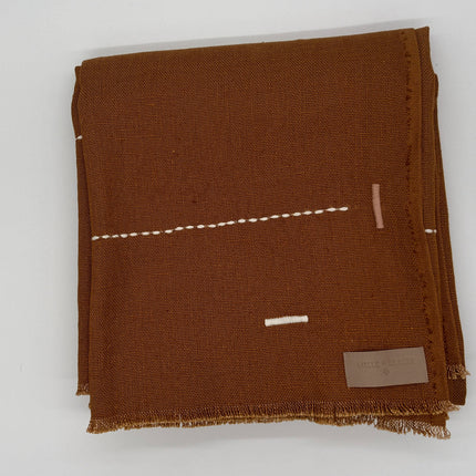 Taka Embroidered Linen Throw in Cinnamon