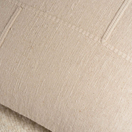 Sema Patchwork Embroidered Cushion in Organic Nettle, 24x24