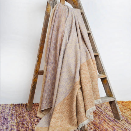 Ombre Throw in Merino Wool - Rice and Amethyst