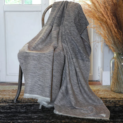 Ombre Throw in Merino Wool, Natural, Pale and Black
